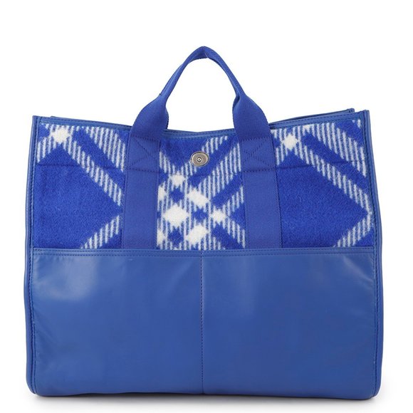 BURBERRY Blue Leather Tote Bag - Picture 1 of 15